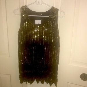 NWT Black & gold sequin top. Great Gatsby 1930s